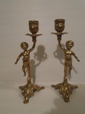 Paire de bougeoirs anciens en