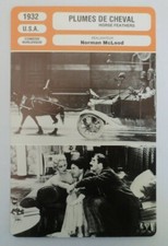 CARTE FICHE CINEMA 1932 PLUMES DE CHEVAL Groucho Marx Harpo Marx Chico Marx Zepp