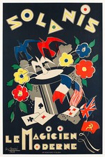 Original Vintage Poster - Solanis - Magician - Dove - Card Game - Flag - 1945
