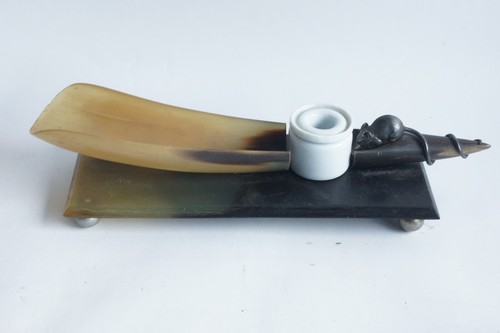 Encrier corne souris bronze - corne,