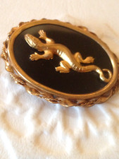 Ancienne broche Art Déco  salamandre en bronze ou laiton doré