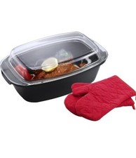 Hi Küche Cocotte Rôtissoire en fonte Aluminium 5.6L Couvercle Verre tous feux 