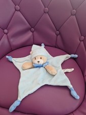 Doudou CMI Carrefour Ours Plat Bleu Forme Étoile Bonnet Fleur