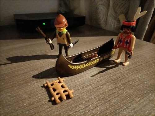 Playmobil trappeur canoë - trappeur,