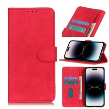 Étui pour téléphone en cuir pour iPhone 14 Pro KHAZNEH texture rétro (rouge