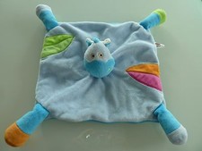 L6- DOUDOU PLAT CARRE CHEVAL ANE PONEY BAWI BLEU ROSE ORANGE VERT - ETAT NEUF *