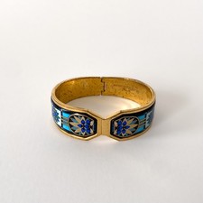Bracelet Michaela Frey Wien vintage en métal doré et émail - Années 80