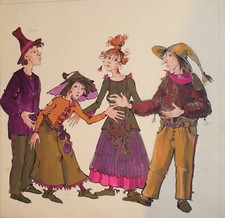 Costumes de théâtre vintage design peinture à la gouache