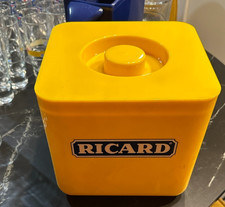 Seau à glaçons Ricard jaune vintage avec égouttoir perforé