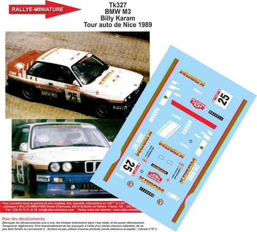 Decals ref 0327 bmw m3 - 1/43,