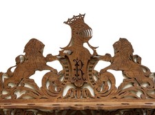 Présentoir Mural Bois Découpé Porte-Pipe Heaume Chevalier Couronne Lions 19 ème
