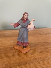 Santon signé Oliver Éleveuse Oies paysane fermière crêche noël 10 cm