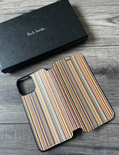 Paul Smith Multi-Rayures Pliable IPHONE 11 Pro Étui Avec Porte-Cartes Fente Bnib