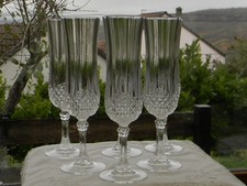 Lot de 6 flûtes à champagne en cristal d'ARQUES. Modèle Longchamp.
