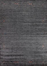 Tapis Gabbeh En Soie Charbon Doux Et Pelucheux Fait Main 9x12 Pieds