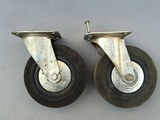 Ancienne paire de roulettes chariot industriel articulées french antique wheels