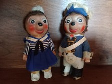 2x MECKI FIPPS - Hérisson CELLULOÏD Marinier Marinière Jouet TANZPÜPPCHEN ca1960