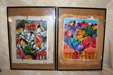 2 peintures sur tissus, art