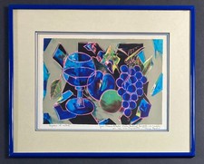 Tony AGOSTINI "Nature morte à la grappe de raisin et verre de vin" Lithographie