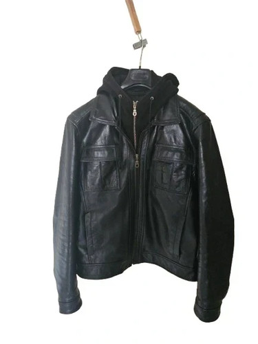 Blouson noir cuir buffle - noir,