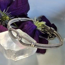 Bracelet Ouvrant Ancien Artisan Argent 925 57x58mm Poinçons Fermoir Sécurité