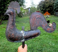 Ancienne girouette coq clocher église cuivre art populaire épis de faitage