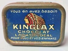 ANCIENNE BOITE PUBLICITAIRE  KINGLAX CHOCOLAT LAXATIF EN TÔLE LITHOGRAPHIÉE