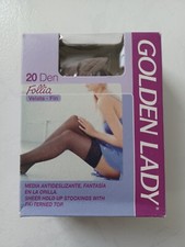 GOLDEN LADY BAS VOILE AUTO-FIXANT FOLLIA 20 DEN TAILLE UNIQUE COULEUR SILVER