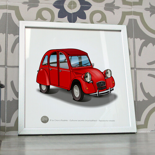 Poster 2cv citroen - , rouge