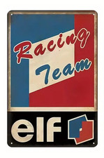 Plaque Murale Métal "ELF RACING TEAM" Art Déco Vintage