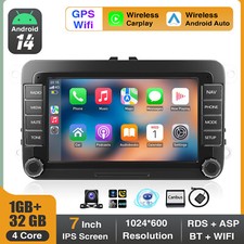 7" Autoradio Carplay Android 14 GPS Caméra For VW GOLF 5 6 Plus Touran Tiguan T5