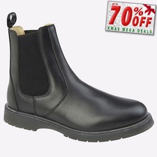 Grafters Weston Hommes Classique Cuir Mode à Enfiler Chelsea Bottes Noir