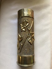 Ancienne Douille Obus Artisanat de Tranchées 14-18 Vase en Cuivre