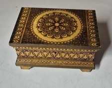 Boite / coffre à bijoux en bois décors mandala vintage Pologne