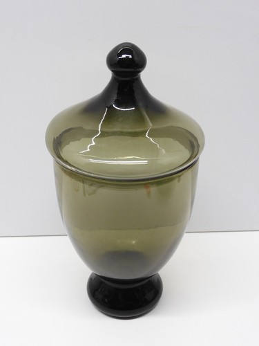 Ancien pot couvert verre fume - -ancien,