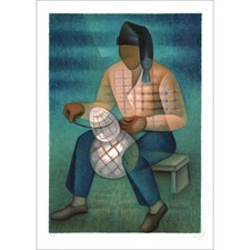 TOFFOLI Louis - Lithographie originale "Le Pêcheur de Nazaré" 76x54cm - 1978