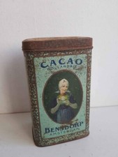 Ancienne Boîte Publicitaire Métal Cacao Hollandais Bensdorp Amsterdam Vintage