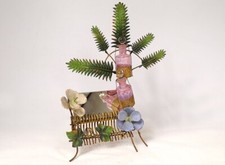 Miroir porte-flacons de coiffeuse laiton verre opalescent fleurs métal XIXè