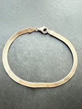 Ancien Bracelet Gourmette En Argent Massif Silver Maille chaine plate 