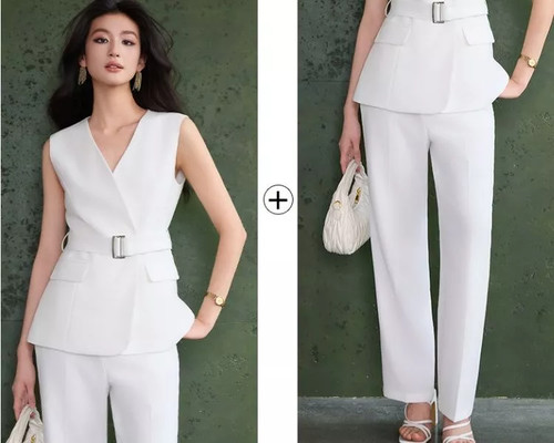 Tailleur femme blanc gilet - femme,