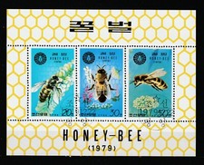 COREE - Feuillet de 3 timbres Abeilles Honey Bee 1979