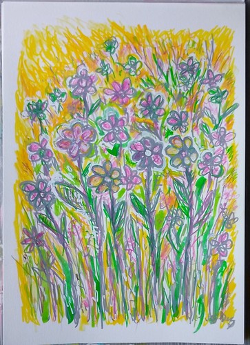 Tableau peinture fleurs - peinture,