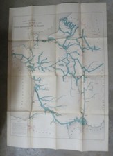 BATELLERIE NAVIGATION FLUVIALE FRANCE carte géographie écluses mouillages 1878