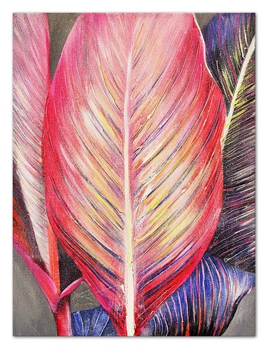 Rouge feuille moderne art - -,