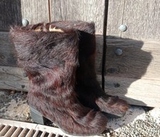 Bottes vintage fourrées femme  Souki marron avec reflet auburn bottes poils