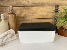 925⚜️ Tupperware Boite à Pain de Mie en Plastique Noir et Blanc Longueur 30 Cm