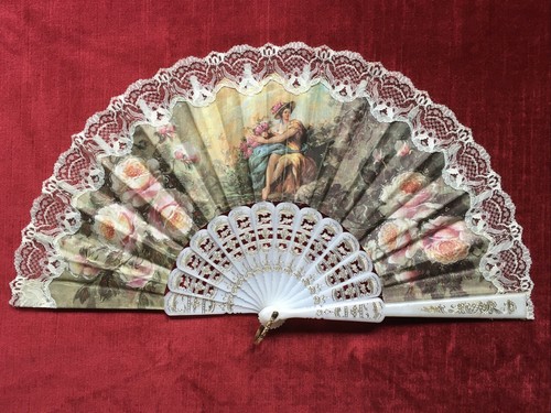 éventail vintage dentelle - en,