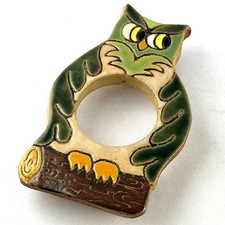 COQUETIER Ancien "CHOUETTE ou HIBOU" Céramique Faïence, vallauris/owl/vintage...