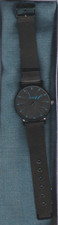 montre homme en acier inoxydable ( bracelet et boitier ),noire et bleue