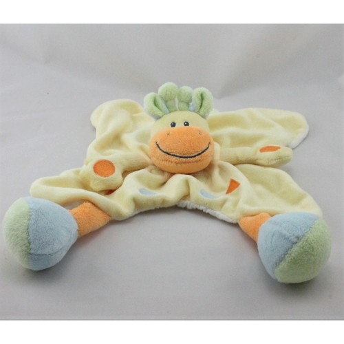 Doudou plat girafe - vache, jaune